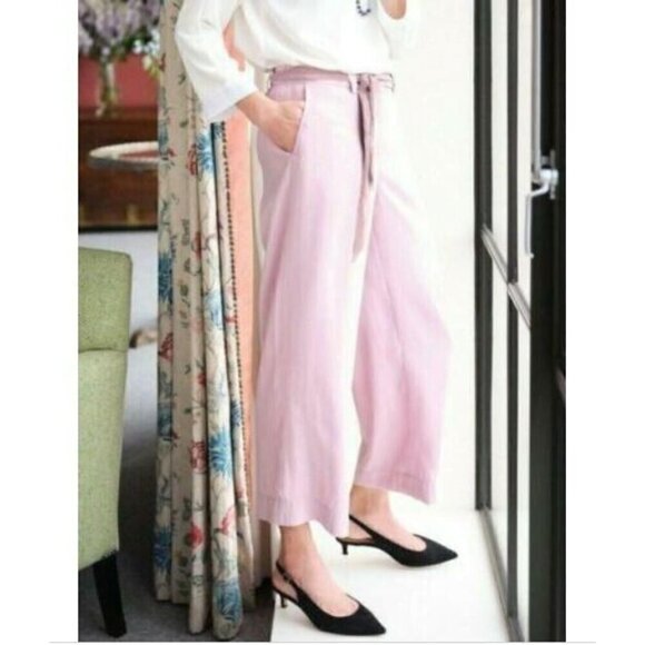 Christian Siriano for J Jill Womens 22 Silky Tie Waist Cropped Pockets Purple - Picture 1 of 10